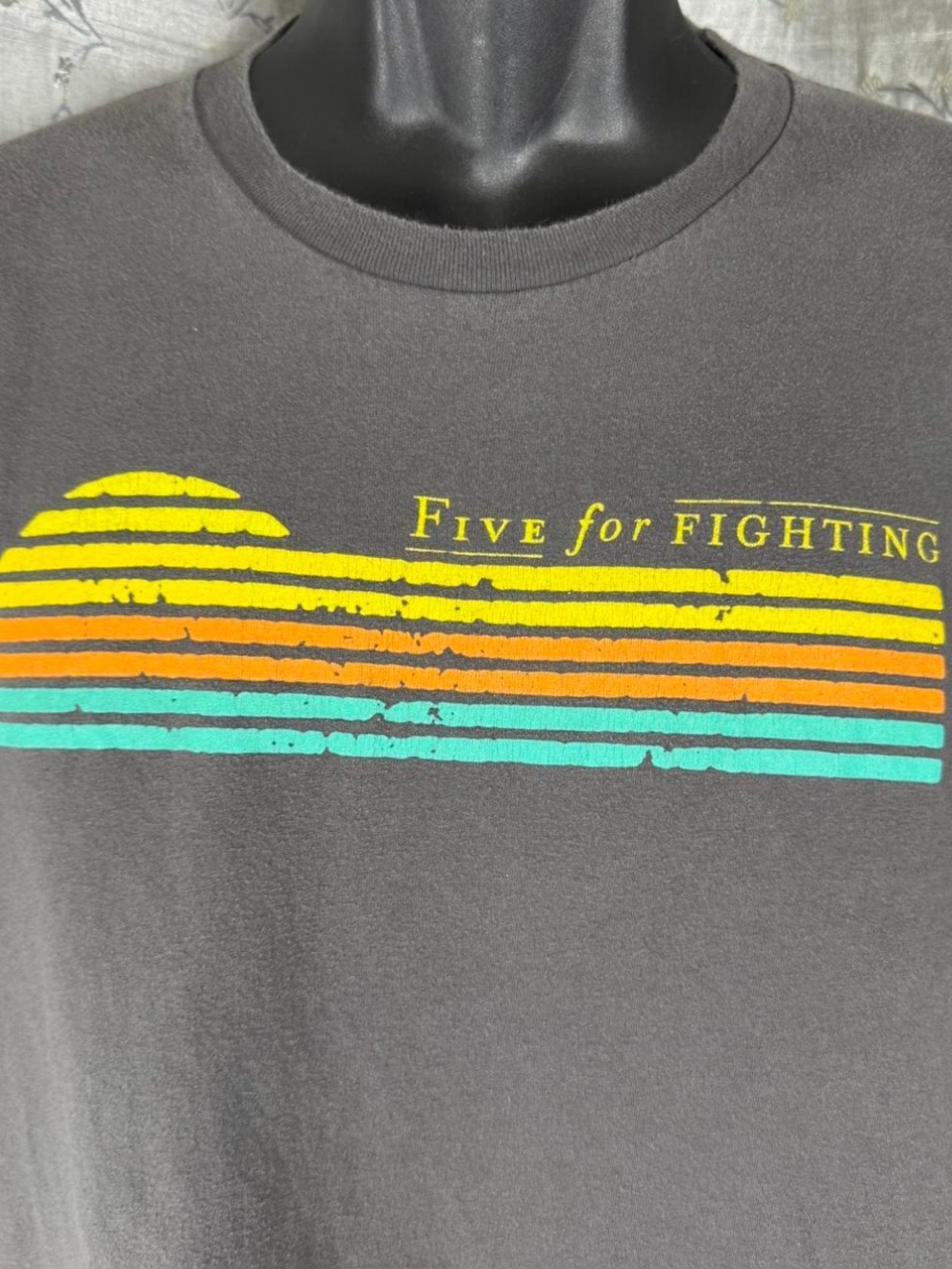 Five For Fighting Band Graphic Tee Retro Sunset Gray Large